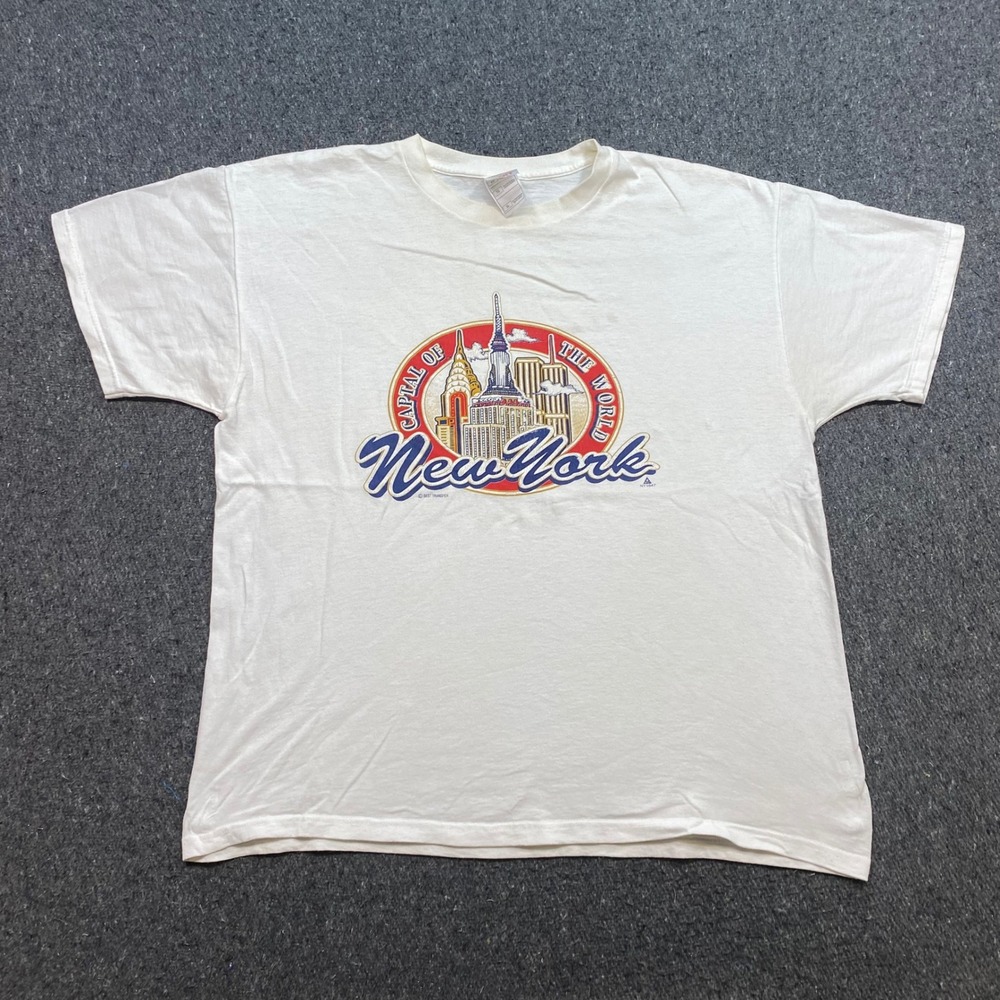 New York City Skyline TShirt Sz XL Mens White Streetwear Capital of the World